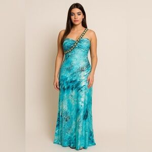 NWT Deb satin formal full length sleeveless dress mermaid Y2K Fairycore size 13